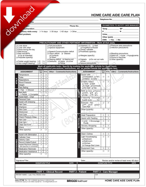 Home Care Aide Care Plan DIGITAL FORM home-care-aide-care-plan-digital-form